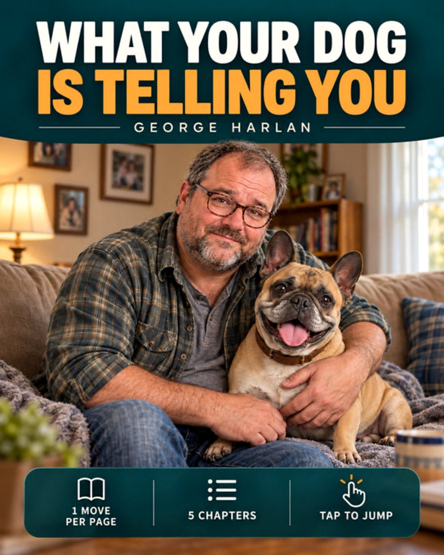 Cover of the e-book What Your Dog Is Telling You, showing George Harlan with his dog